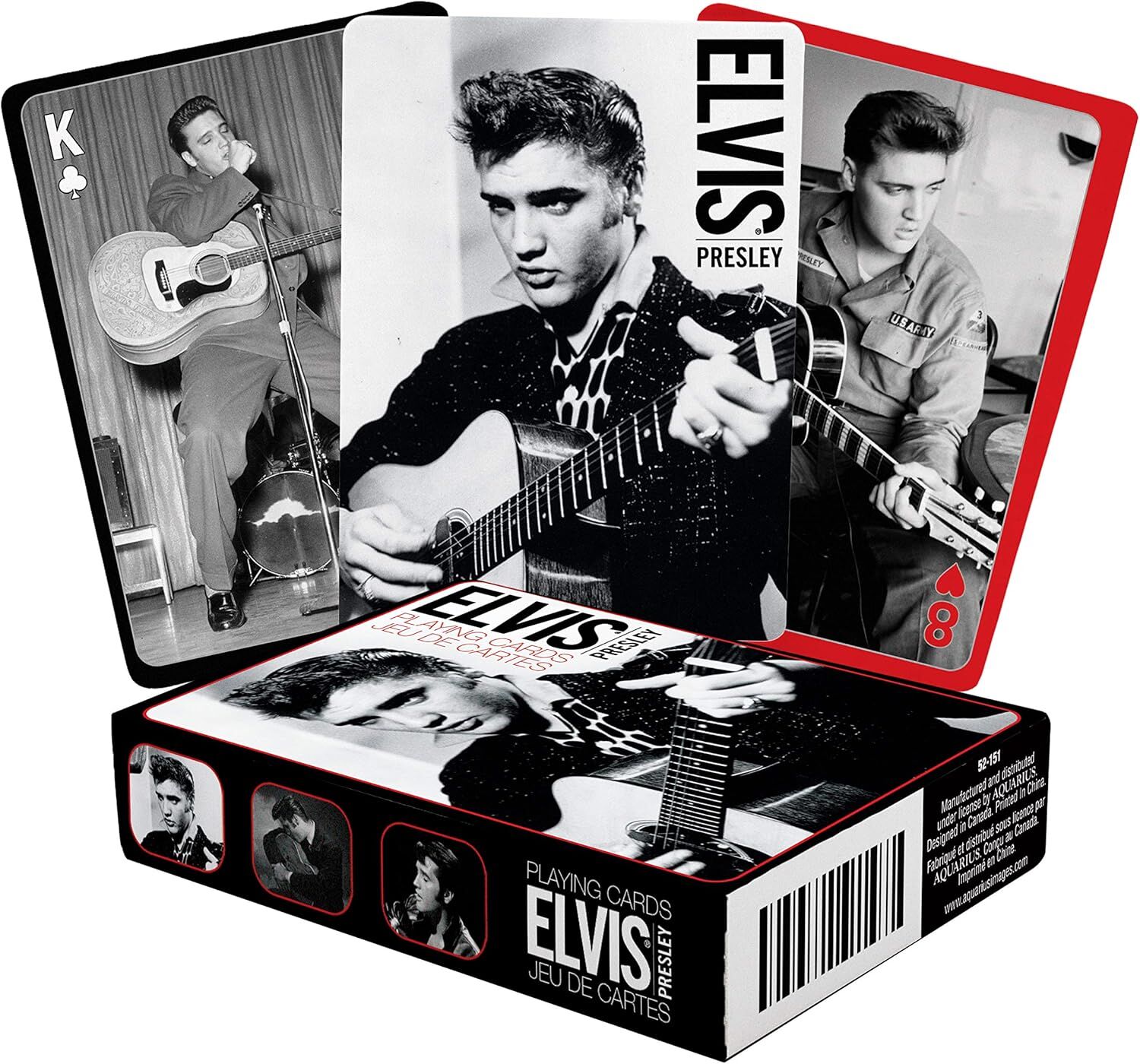ELVIS BLACK AND WHITE PLAYING CARDS