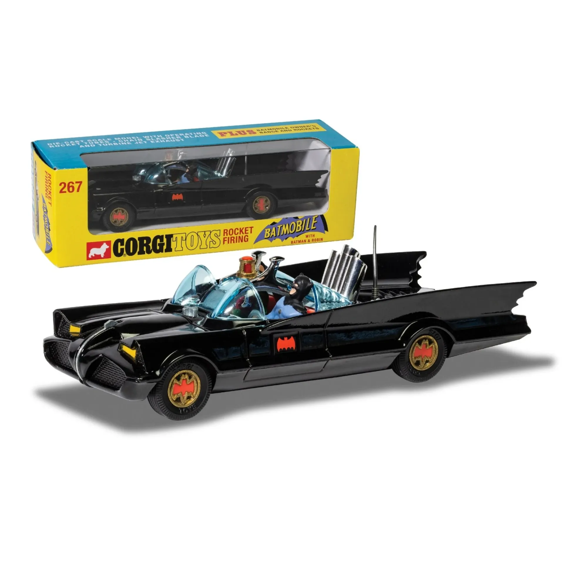 1966 Batmobile w/Batman & Robin Diecast Model Car by Corgi (Reissue)