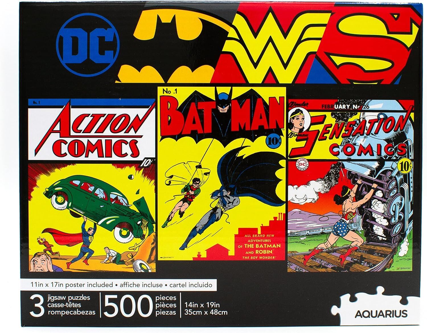 DC Comics 3 x 500 Piece Jigsaw Puzzle Set