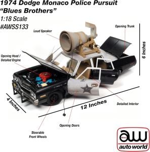 Blues Brothers 1974 Dodge Monaco Police Pursuit 1:18 Scale Diecast Model