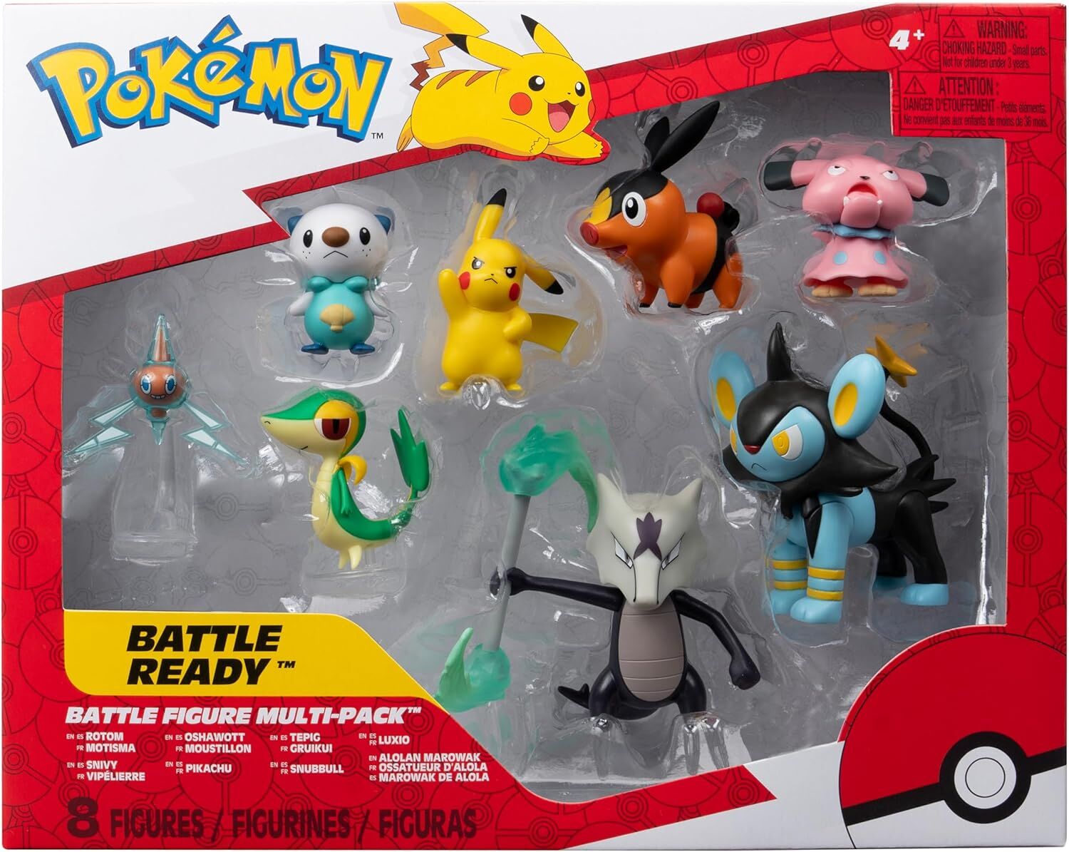 Pokemon Battle Figure 8 Pack - Six 2-Inch and Two 3-Inch Battle Figures Including Pikachu